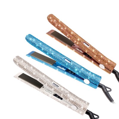 Bling bling nano titanium diamond crystal hair straightener flat iron