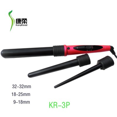 LED 3P ceramic interchangeable curling wand sets